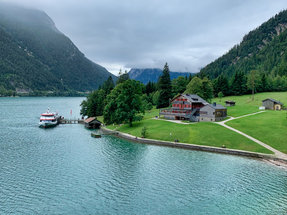 Swiss alpine lake with travel destination scenery