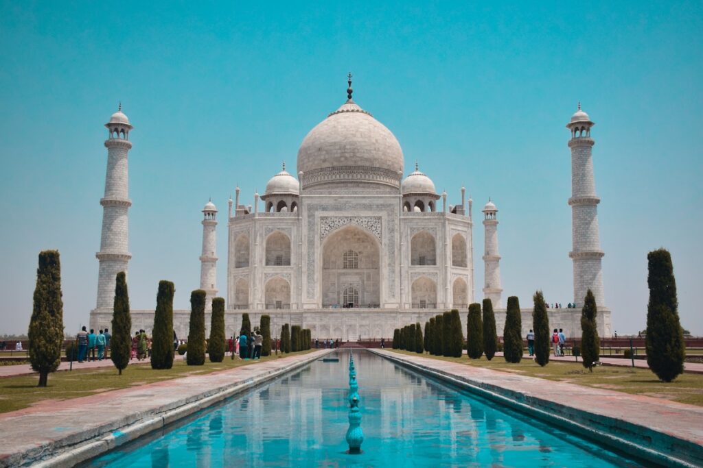 Taj Mahal Agra India iconic travel landmark at sunrise